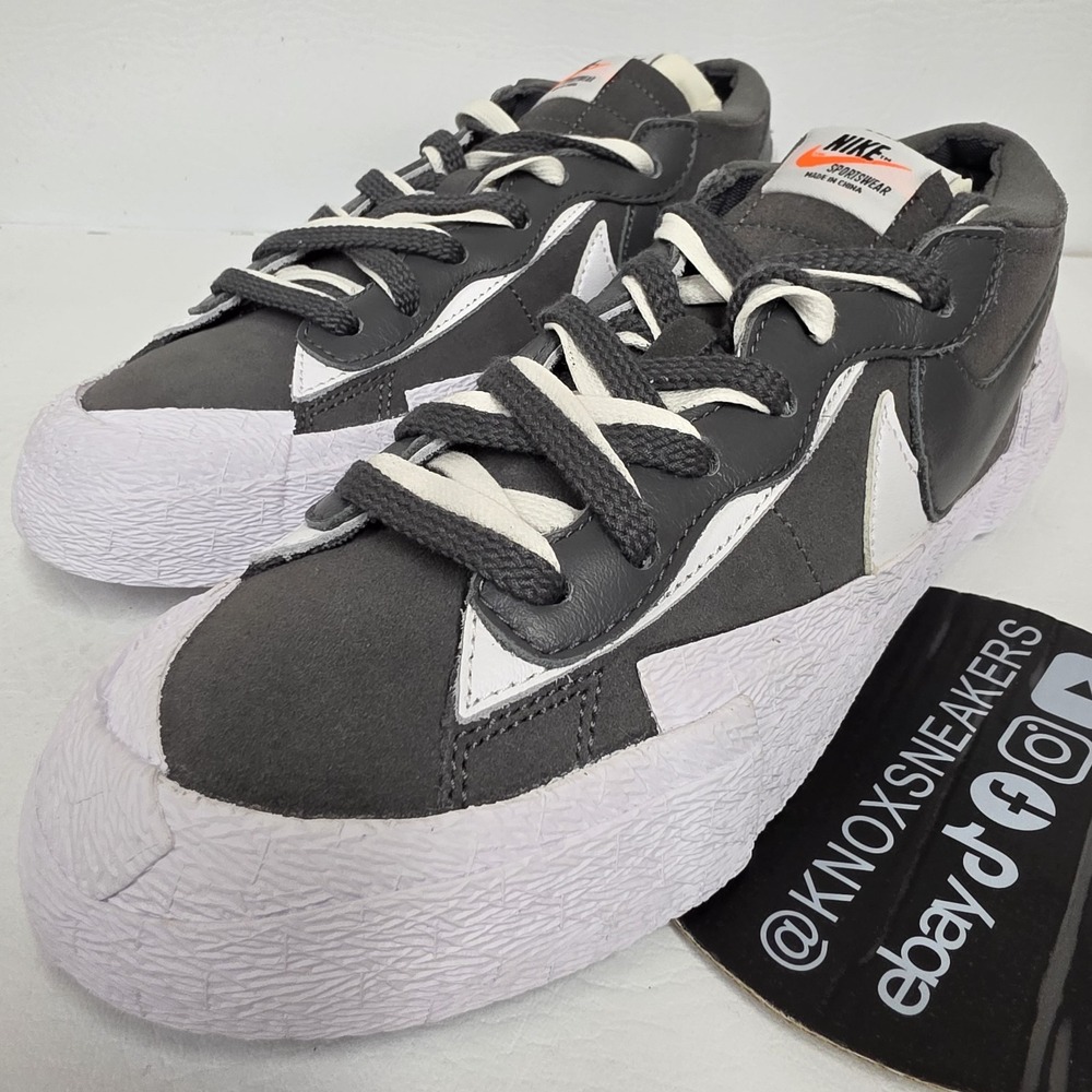 Nike Blazer Low x Sacai Iron Grey White Sneaker DD1877 002 Men's Size 7.5